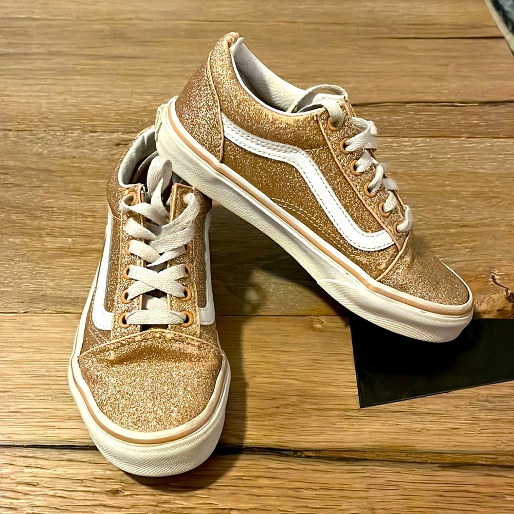 Rose gold glitter vans